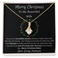 Festive Merry Christmas To Beautiful Wife Ribbon Pendant CZ Diamond Necklace