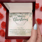 Personalized Name Plate Necklace on Festive Evergreen Message Card